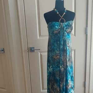 R&M Richard's Size Large Strapless Maxi Dress